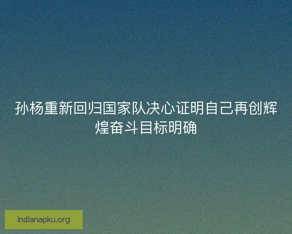 孙杨重新回归国家队决心证明自己再创辉煌奋斗目标明确